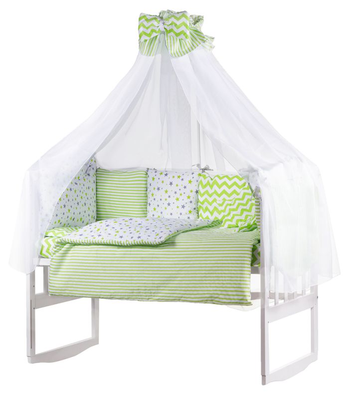 Детская постель Babyroom Bortiki lux-08 stars салатовый - белый