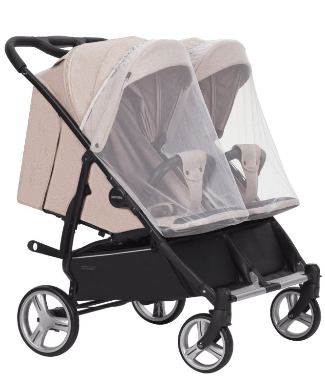 Коляска 2 в 1 для двійні CARRELLO Connect CRL-5502/1 Cotton Beige c перенесення + дощовик