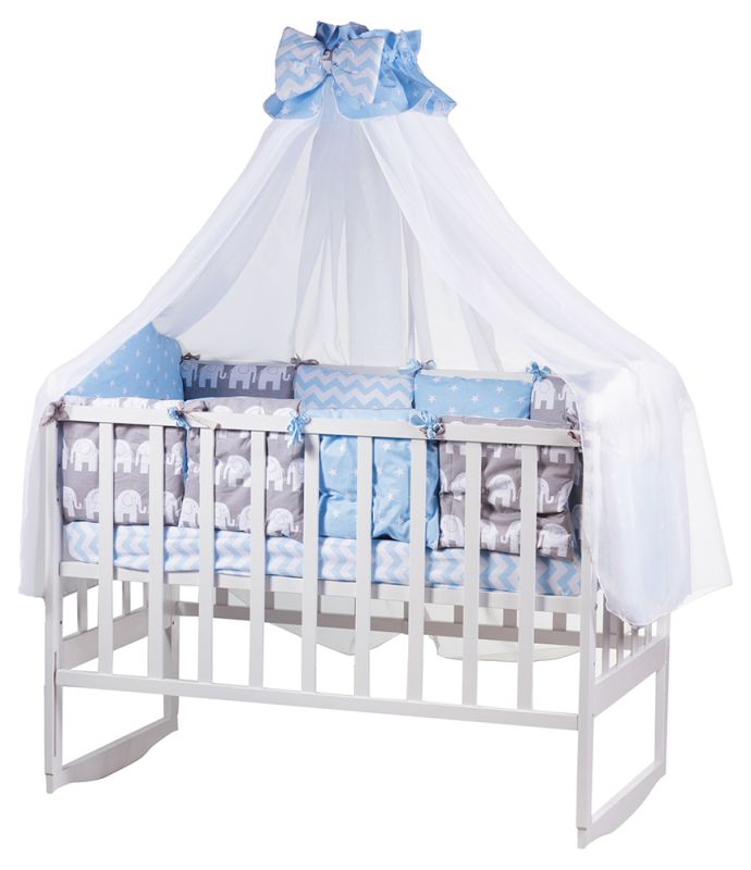 Детская постель Babyroom Bortiki lux-08 elephant голубой - серый