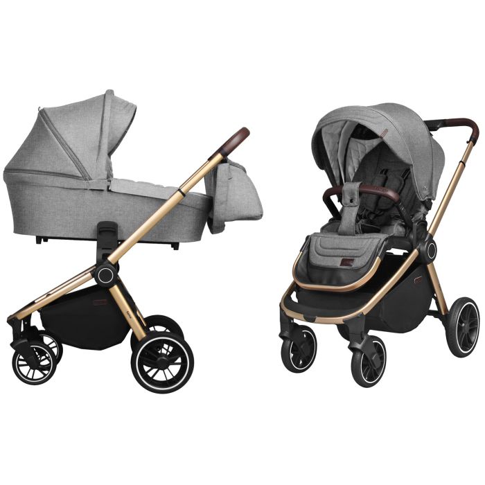 Коляска 2 в 1 CARRELLO Epica CRL-8510 Silver Grey + дощовик золота (бронзова) рама