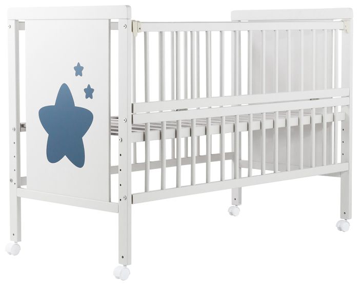 Ліжко Babyroom Зірочка Z-01 відкидний бік, колеса бук білий