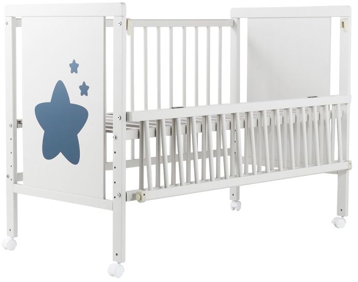 Ліжко Babyroom Зірочка Z-01 відкидний бік, колеса бук білий