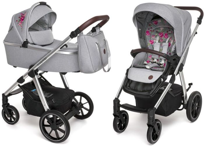 Коляска 2 в 1 Baby Design BUENO 107 GRAY (з вишивкою)